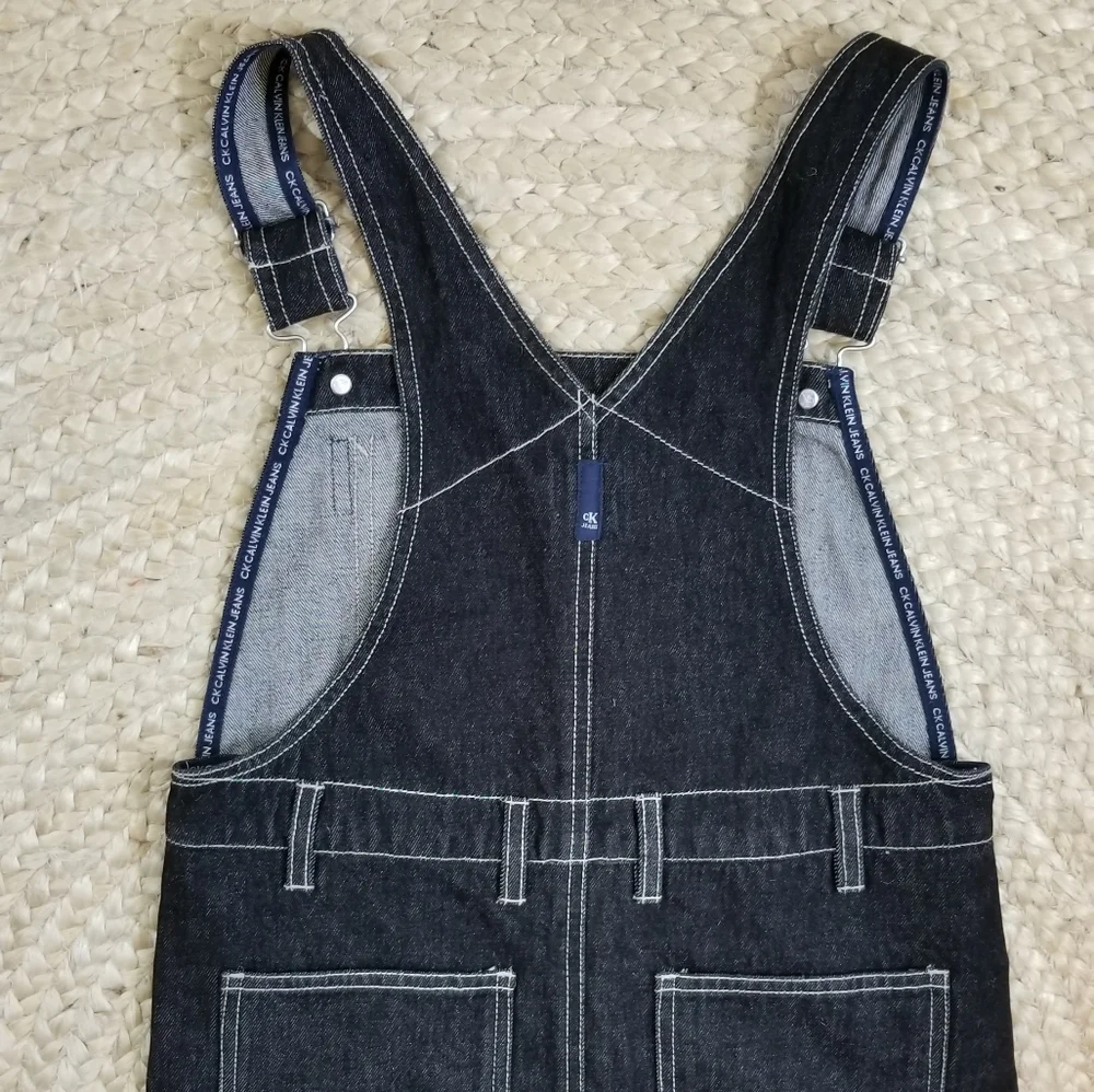 VTG 90s Calvin Klein Denim Overall Dress - Picture 6 of 16